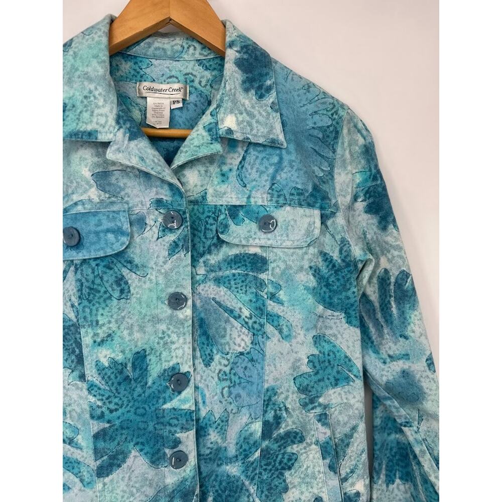 Coldwater Creek Womens Petite Small PS Jacket Floral Tropical Resort Vacation - Picture 2 of 5